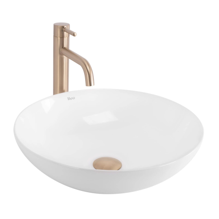 Chiuvete baie - Lavoar cu montare pe blat 40 cm, alb lucios, rotund, Rea Anika