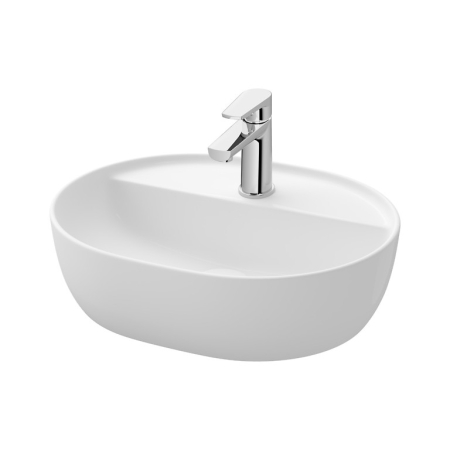 Chiuvete baie - Lavoar pe blat, ceramica alba, oval, 50x40x14.5 cm, Cersanit Moduo