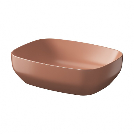 Baie - Lavoar pe blat caramiziu mat 50 cm, dreptunghiular, Cersanit Larga