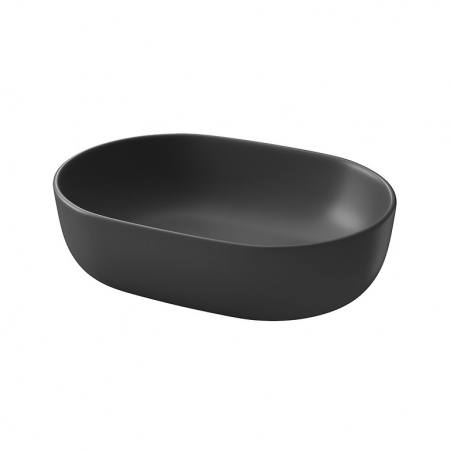 Chiuvete baie - Lavoar pe blat antracit mat 50 cm, oval, Cersanit Moduo