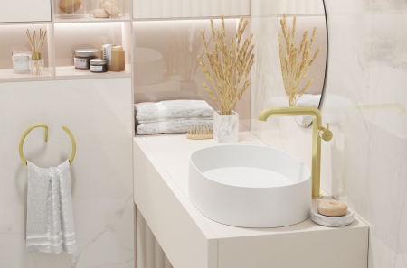 Lavoar pe blat compozit alb Deante Silia, oval, 55 cm [2]