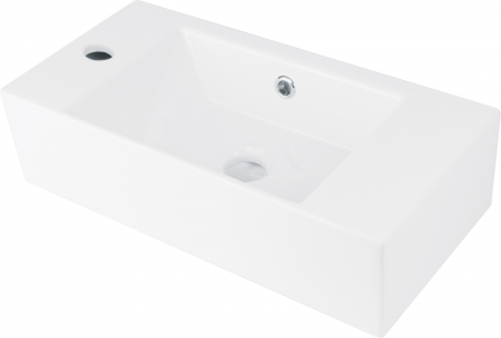 Chiuvete baie - Lavoar pe blat Deante Hiacynt New, orificiu baterie stanga, alb lucios, 51 cm