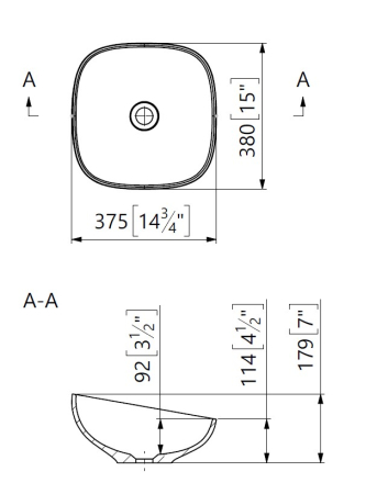 Lavoar pe blat din compozit, 38x37.5x17x9 cm, alb mat, interior lucios, Foglia Riviera [1]