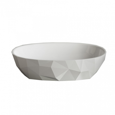 Lavoar pe blat din compozit alb lucios 56 cm, oval, 3D,  Foglia Armonia Slim [3]