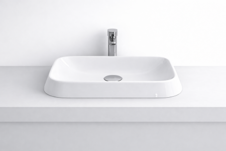 Chiuvete baie - Lavoar pe blat, din compozit lucios, dreptunghiular, 45 x 32 cm, Foglia Opal