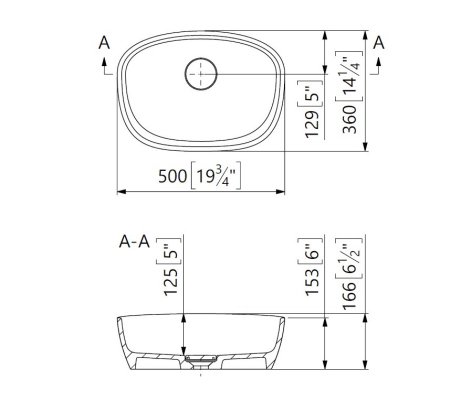 Lavoar pe blat, din compozit lucios, oval, 36x50x16.6 cm, Foglia Athena [1]