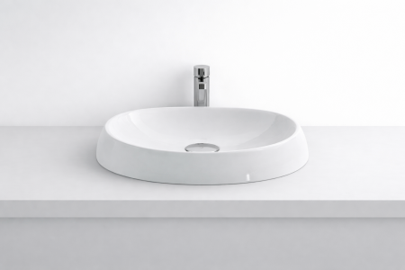 Chiuvete baie - Lavoar pe blat, din compozit lucios, oval, 50 x 32 cm, Foglia Olivia