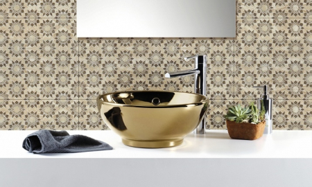 Lavoar pe blat auriu lucios 41 cm, rotund, Gala Bowl [1]