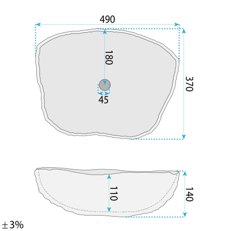Lavoar baie 49x37 cm, asimetric, imitatie piatra, Rea Isla Shiro [10]