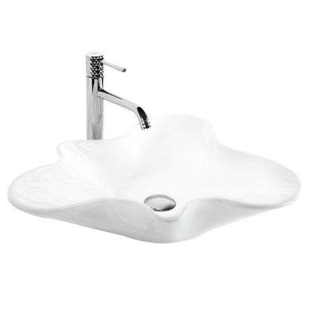 Chiuvete baie - Lavoar cu montare pe blat 52 cm, alb lucios, asimetric, Rea Izolda