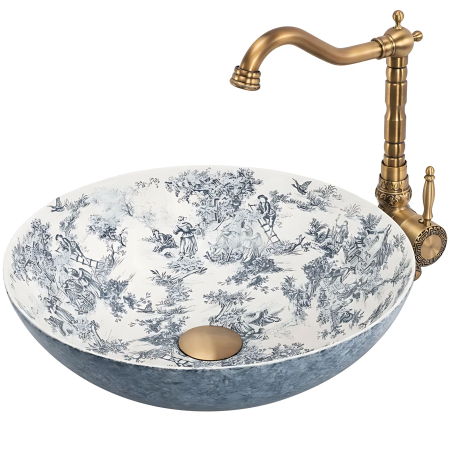 Chiuvete baie - Lavoar baie cu montare pe blat 40 cm, albastru mat, rotund, Rea Juliana