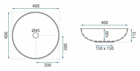 Lavoar baie cu montare pe blat 40 cm, albastru mat, rotund, Rea Juliana [5]