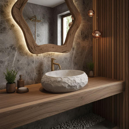 Lavoar pe blat, oval, imitatie piatra, Rea Mika [1]