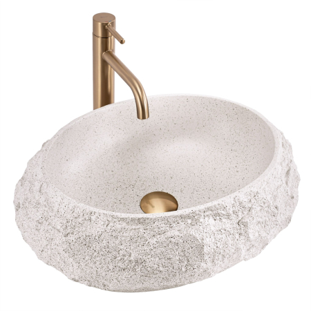 Chiuvete baie - Lavoar pe blat, oval, imitatie piatra, Rea Mika