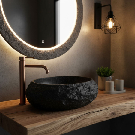 Lavoar baie cu montare pe blat 50 cm, negru mat, Rea Mika [4]