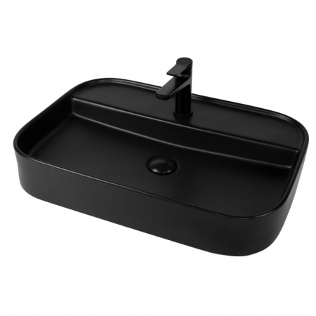 Chiuvete baie - Lavoar pe blat negru, dreptunghiular, 65 cm, Fluminia Juno