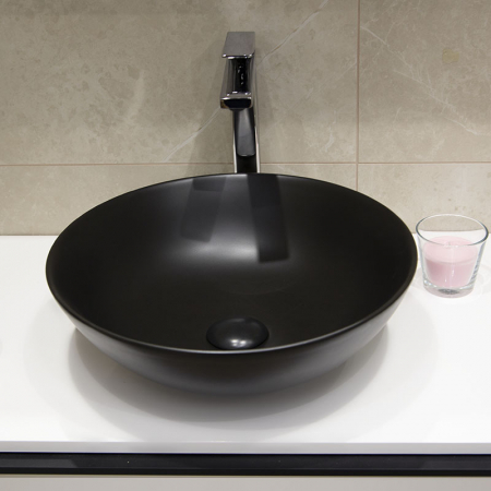 Lavoar pe blat negru mat 40 cm, rotund, Fluminia Sexy-Black [5]