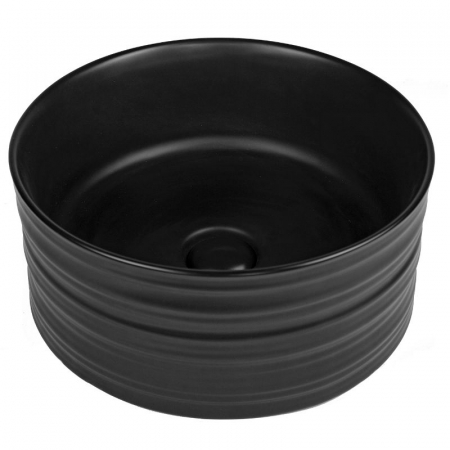 Baie - Lavoar pe blat negru mat 41 cm, rotund, ventil inclus, Fluminia My Black Circle