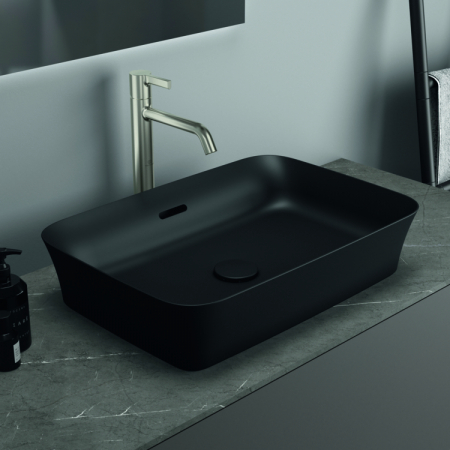 Lavoar pe blat negru mat 55 cm, dreptunghiular, cu preaplin, Ideal Standard Ipalyss [6]