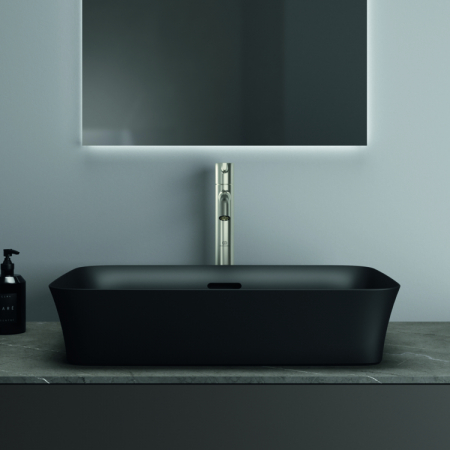 Lavoar pe blat negru mat 55 cm, dreptunghiular, cu preaplin, Ideal Standard Ipalyss [4]