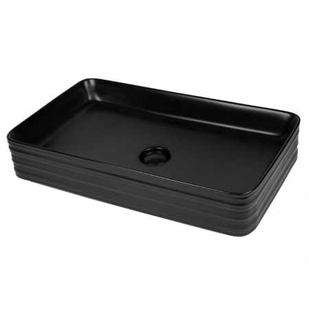 Baie - Lavoar pe blat negru mat 68 cm, dreptunghiular, Fluminia My Black Square