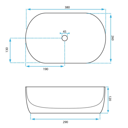 Lavoar baie 38x26cm, oval, alb lucios, Rea Amelia Mini [4]