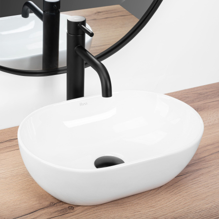 Lavoar baie 38x26cm, oval, alb lucios, Rea Amelia Mini [1]