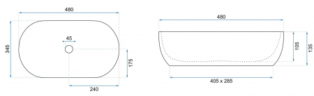 Lavoar baie maro mat, cu montaj pe blat, oval, Rea Amelia [4]
