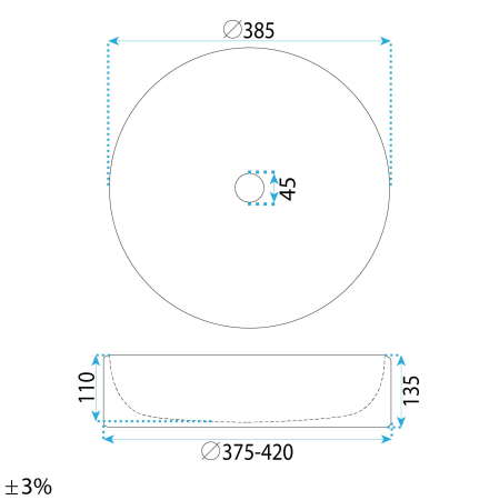 Lavoar baie 42 cm, alb lucios, rotund, Rea Anastazja [7]