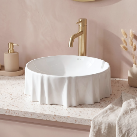 Lavoar baie 42 cm, alb lucios, rotund, Rea Anastazja [3]