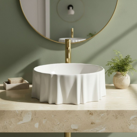 Lavoar baie 42 cm, alb lucios, rotund, Rea Anastazja [5]