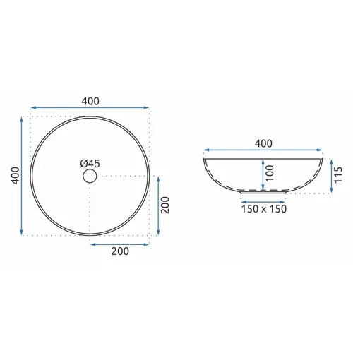 Lavoar rotund, ceramică, Alb/Negru cu model decorativ, 40x40 cm, REA [5]