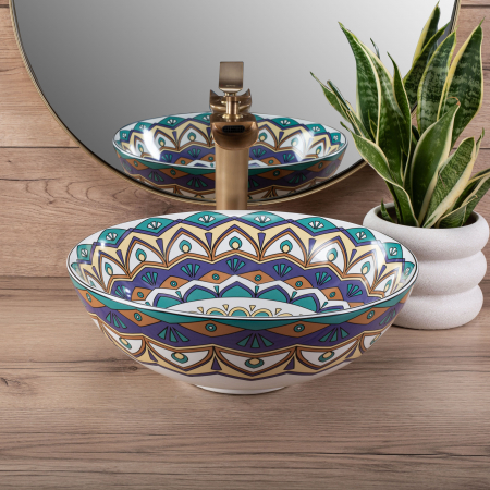 Lavoar pe blat multicolor, rotund, Rea Aztec [2]