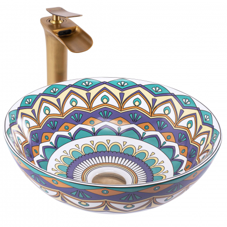Chiuvete baie - Lavoar pe blat multicolor, rotund, Rea Aztec
