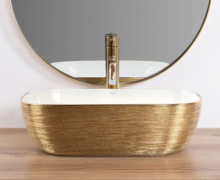 Lavoar pe blat alb cu auriu periat 46x33 cm Rea Belinda [1]