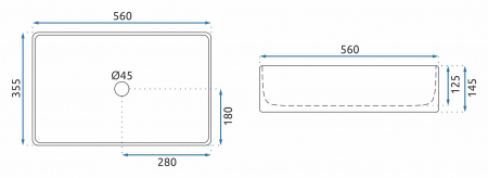 Lavoar dreptunghiular Rea Berta, alb, ceramică lucioasă, 56 x 35,5 cm [5]