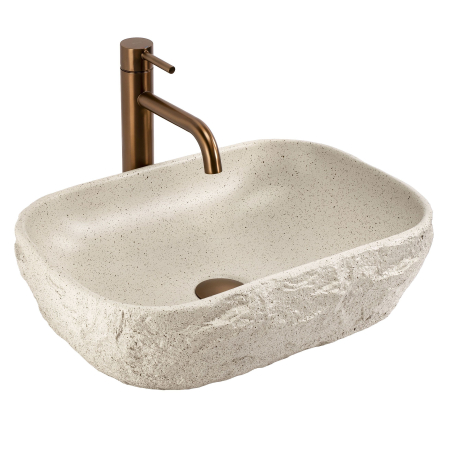 Lavoar baie cu montare pe blat 46x32 cm, imitatie piatra, Rea Bianka [1]