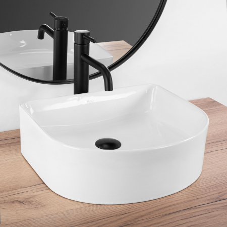 Lavoar pe blat alb lucios, forma semicirculara 40 cm, Rea Clara [1]