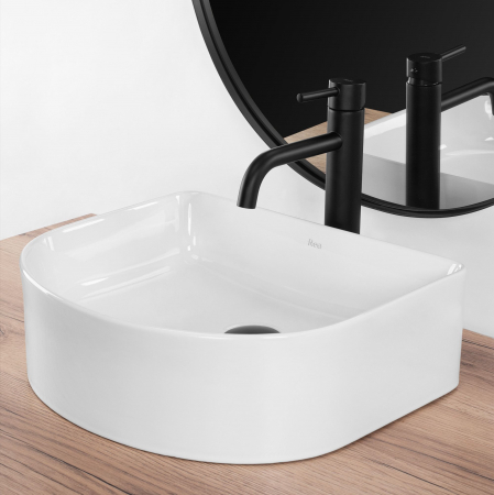 Lavoar pe blat alb lucios, forma semicirculara 40 cm, Rea Clara [4]