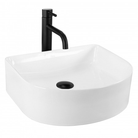 Chiuvete baie - Lavoar pe blat alb lucios, forma semicirculara 40 cm, Rea Clara