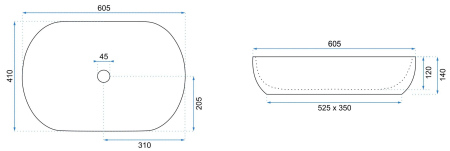 Lavoar cu montare pe blat 61 cm, bej mat, oval, Rea Cleo [4]