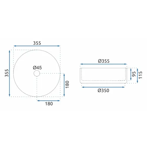 Lavoar rotund Rea Cristal, sticlă securizată, textură cristal, 35,5 x35,5 cm [4]