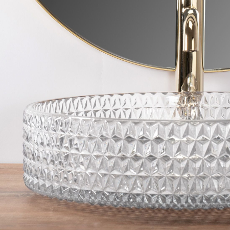 Lavoar cu montare pe blat 39 cm, transparent finisaj lucios, Rea Cristal [1]