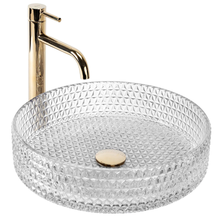 Chiuvete baie - Lavoar cu montare pe blat 39 cm, transparent finisaj lucios, Rea Cristal