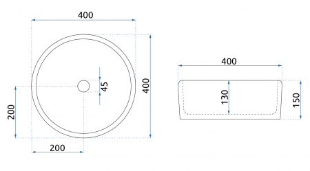 Lavoar pe blat REA Florisa 40x40 cm, ceramică decorată alb/albastru, montaj pe blat [6]