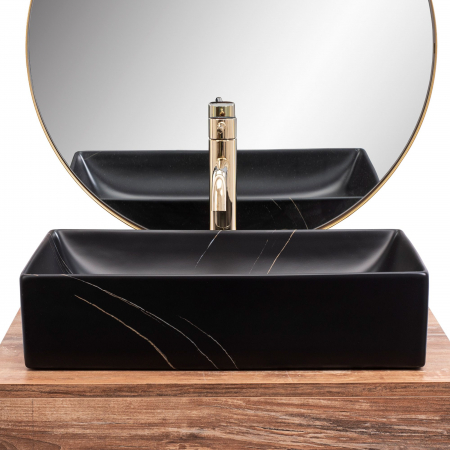 Lavoar pe blat dreptunghiular, ceramică, efect marmură REA Inga 51x34.5 cm [5]