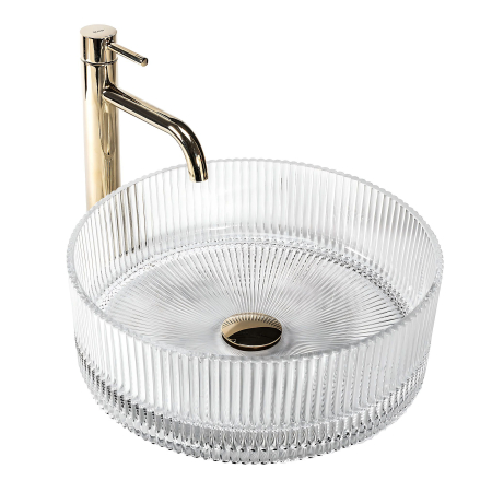 Chiuvete baie - Lavoar cu montare pe blat 36 cm, transparent, rotund, Rea Ingrid