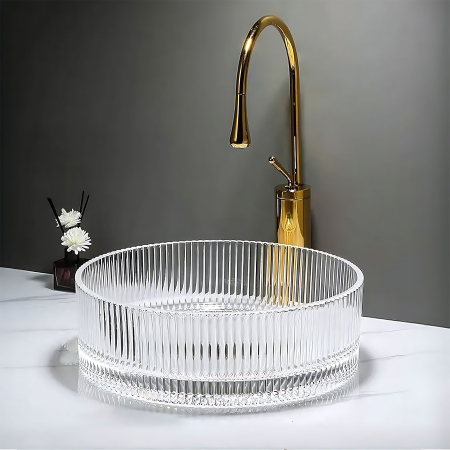 Lavoar cu montare pe blat 36 cm, transparent, rotund, Rea Ingrid [3]