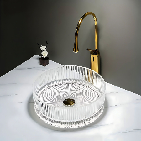 Lavoar cu montare pe blat 36 cm, transparent, rotund, Rea Ingrid [1]