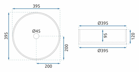 Lavoar cu montare pe blat 39 cm, gri transparent cu exterior canelat si finisaj lucios, rotund, Rea Ingrid [4]